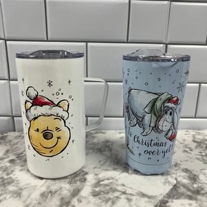 Disney set of 2: Winnie the Pooh and Eeyore Christmas Travel Mug